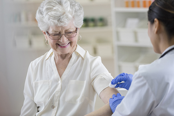 A patient receiving a vaccination